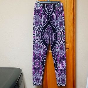 Purple & Black Leggings from Boutique